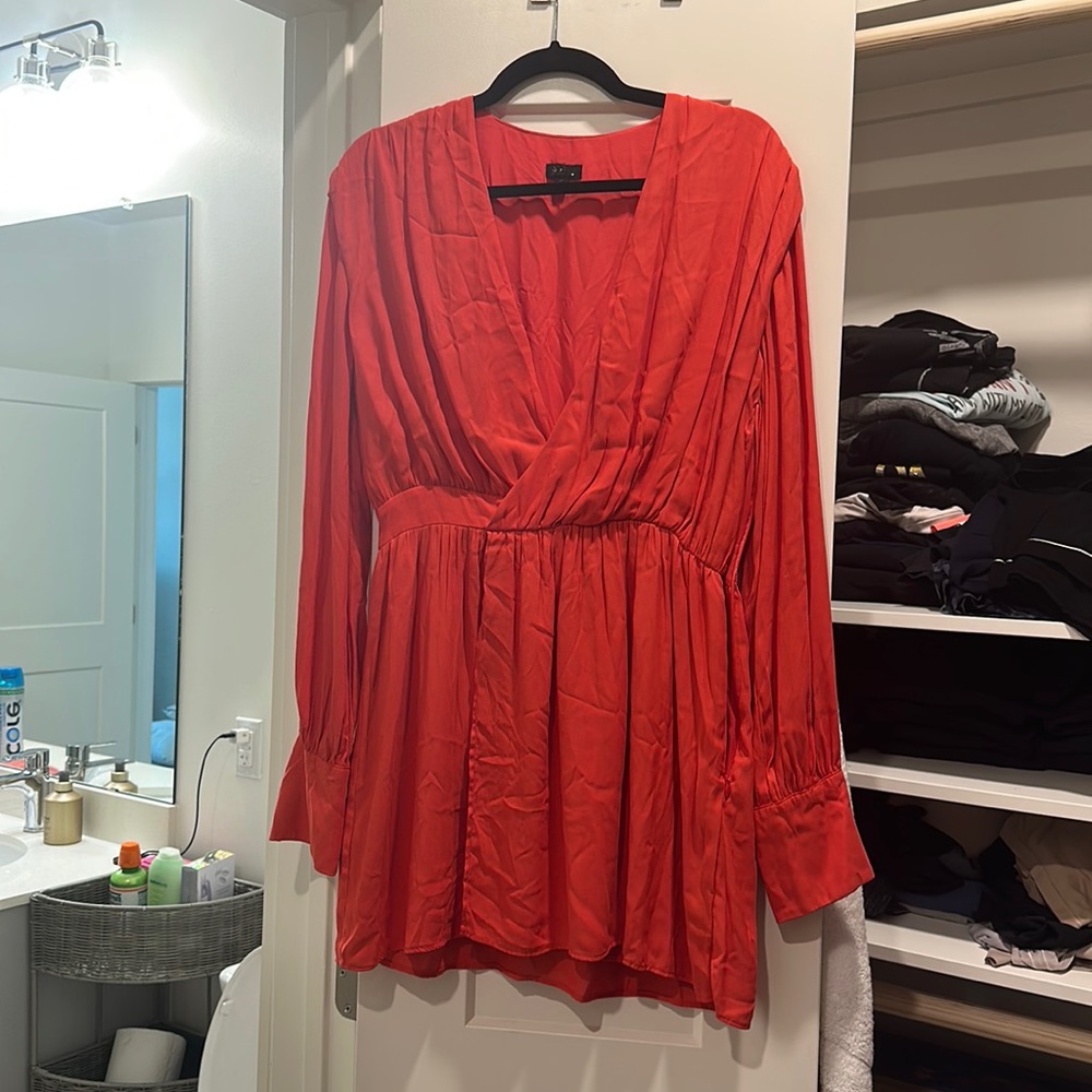NBD Red Long Sleeve Mini Dress